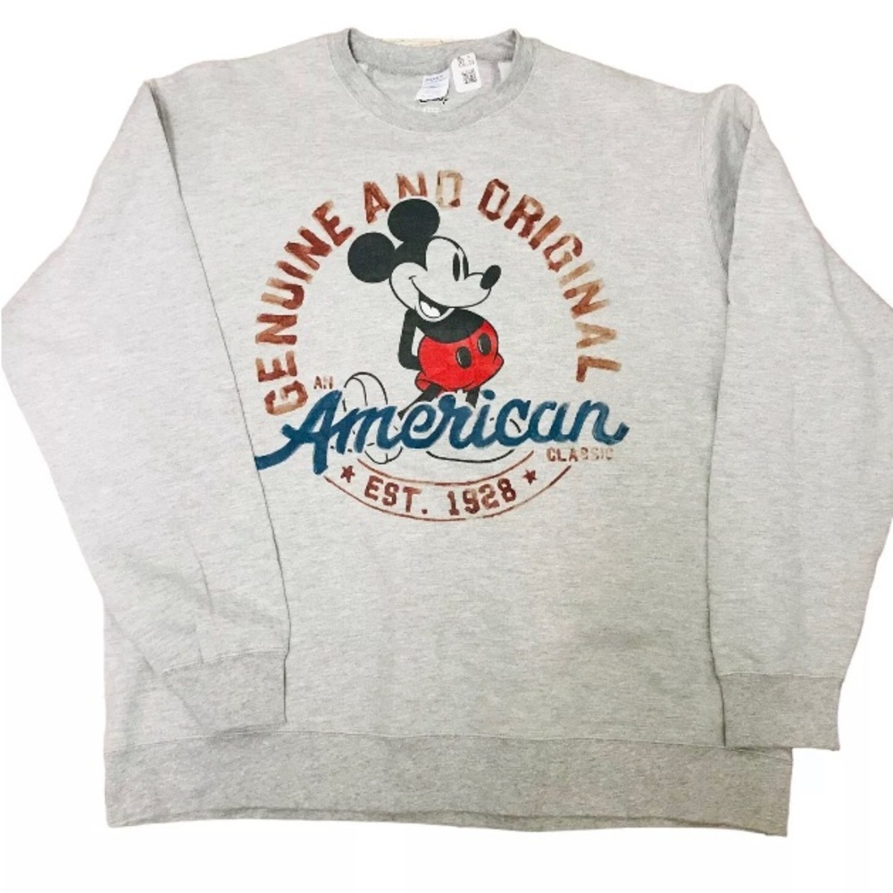 Disney Mickey’s Classic 1928 Pullover Sweater Gray Size XL Unisex.